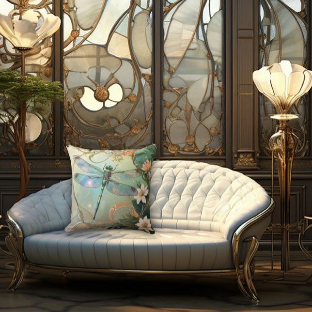 Tijdloze Nouveau Elegante Libelle Kussen (Creator heeft geüpload)