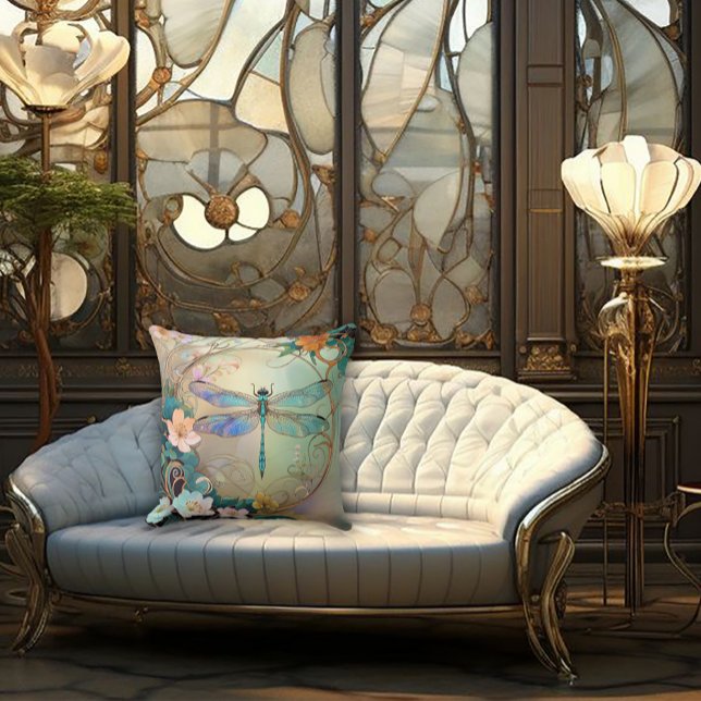 Tijdloze Nouveau Elegante Libelle Kussen (Creator heeft geüpload)