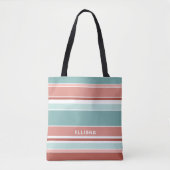 Tijdloze Ocean Beach Zomer Kleuren Art Stripe Tote Bag (Voorkant)