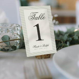 Tijdloze Old Money Green Stripe Wedding Kaart