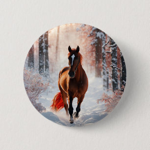 Tijdloze paardensilhouet badge ronde button 5,7 cm