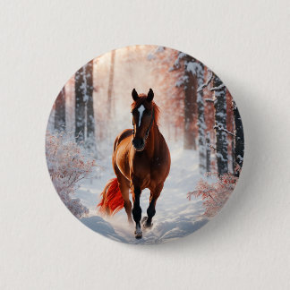 Tijdloze paardensilhouet badge ronde button 5,7 cm