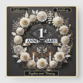 Tijdloze papieren krans voor Jubileum Vierkante Klok (Voorkant)