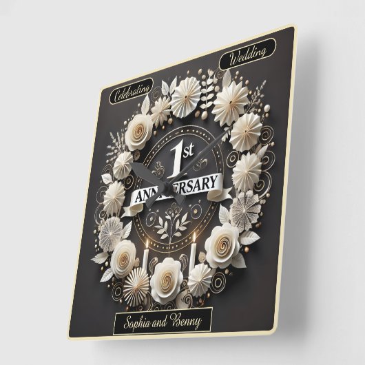 Tijdloze papieren krans voor Jubileum Vierkante Klok (Hoek)