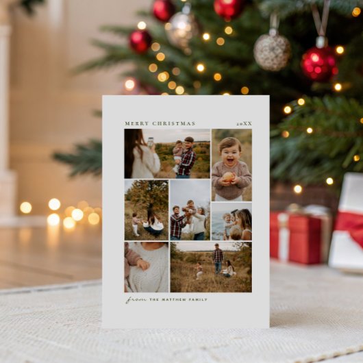 Tijdloze Plaid Christmas Family 7 Fotocollage Feestdagenkaart