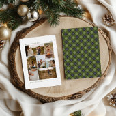 Tijdloze Plaid Christmas Family 7 Fotocollage Feestdagenkaart