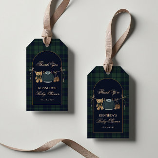Tijdloze Polo Teddybeer Baby Shower Favor Tags Cadeaulabel