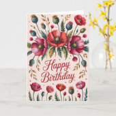 Tijdloze Poppy Bloemen Verjaardag Kaart (Gele Bloem)
