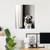 Tijdloze poster met portret van Pug-hond (Thuiskantoor)