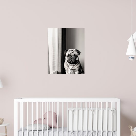 Tijdloze poster met portret van Pug-hond (Kinderkamer 2)