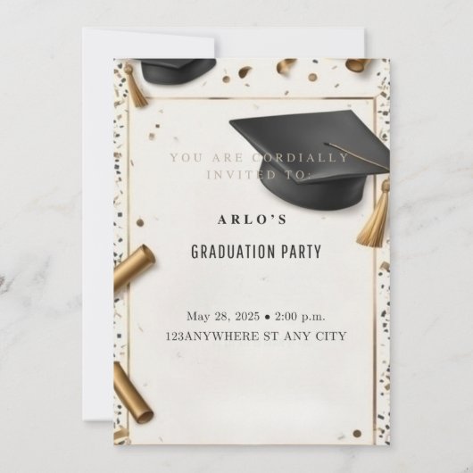 Tijdloze prestatie: elegante afstudeerdop kaart (Achterkant)