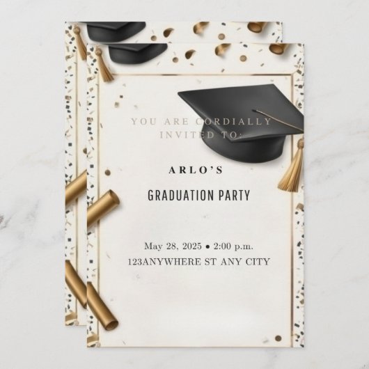 Tijdloze prestatie: elegante afstudeerdop kaart (Voorkant / Achterkant)