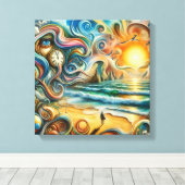 Tijdloze reflecties: surrealistisch kustdroomlands canvas afdruk (Insitu (Houten vloer))