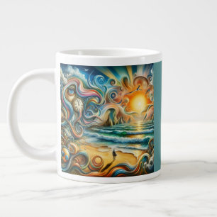 Tijdloze reflecties: surrealistisch kustdroomlands grote koffiekop