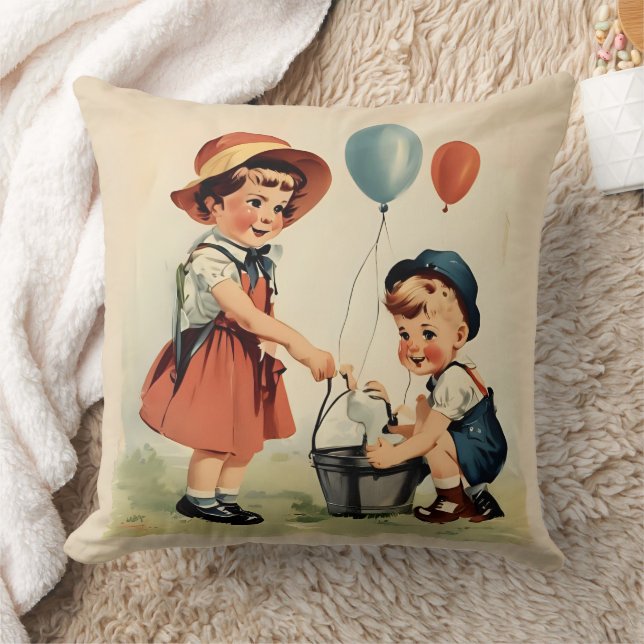 Tijdloze Retro Kinderen Kussen (Deken)