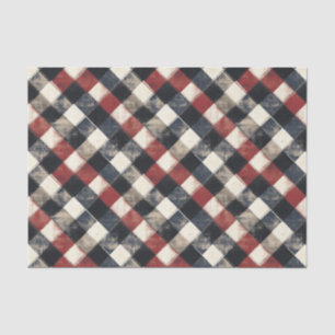 Tijdloze Retro Navy en Red Plaid Pattern Tissuepapier