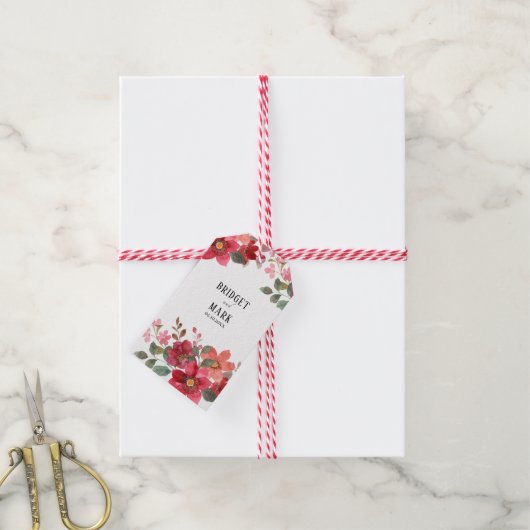 Tijdloze rode bruiloft cadeaulabel (Met Touw)