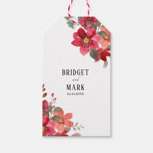 Tijdloze rode bruiloft cadeaulabel (Voorkant)