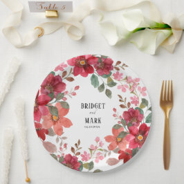 Tijdloze rode bruiloft papieren bordje