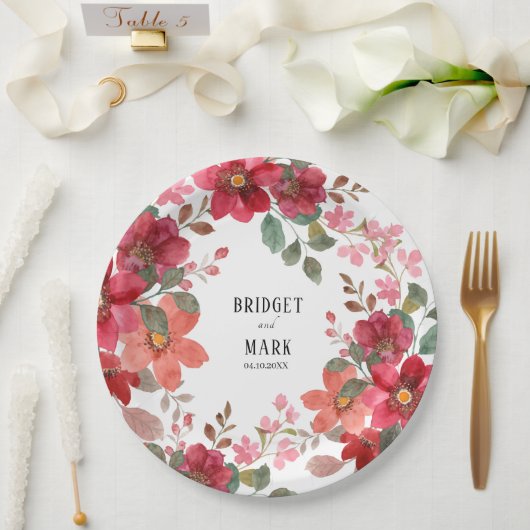 Tijdloze rode bruiloft papieren bordje (Huwelijk)