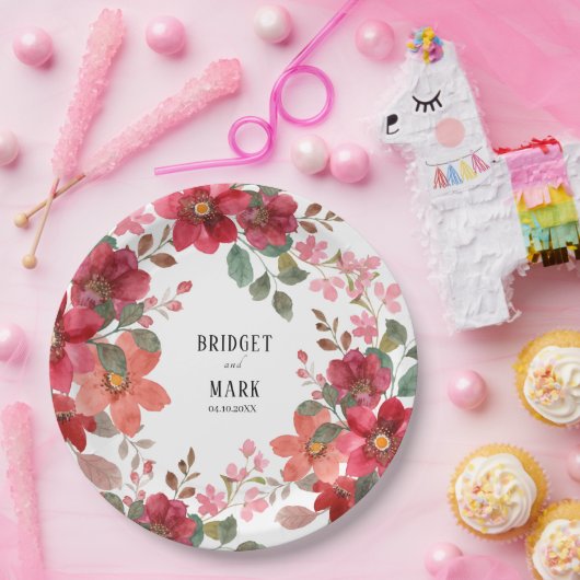 Tijdloze rode bruiloft papieren bordje (Feest)