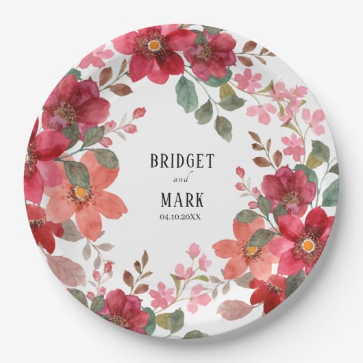 Tijdloze rode bruiloft papieren bordje (Voorkant)