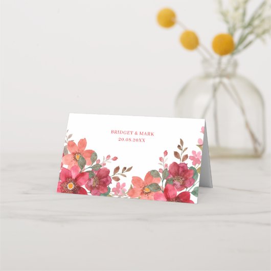 Tijdloze rode bruiloft plaatskaartje (Achterkant)