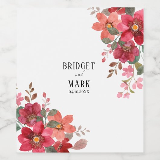 Tijdloze rode bruiloft wijn etiket (Enkel label)