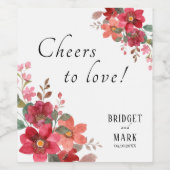 Tijdloze rode bruiloft wijn etiket (Enkel label)