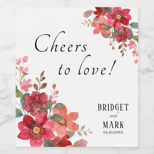 Tijdloze rode bruiloft wijn etiket (Enkel label)