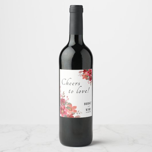 Tijdloze rode bruiloft wijn etiket (Voorkant)