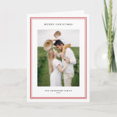 Tijdloze Rode Dubbele Grens Foto Kerstmis Feestdagen Kaart (Voorkant)