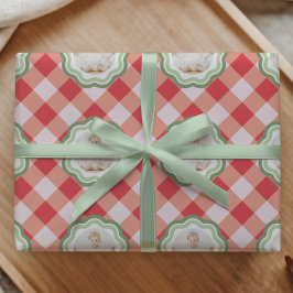 Tijdloze Rode Gingham Boerderij Op Maat Gemaakte F Cadeaupapier