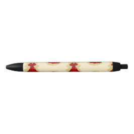 Tijdloze rode mode met artistieke expressie zwarte inkt pen