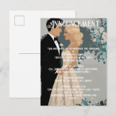 Tijdloze Romance: aquarel bruid en bruidegom Aankondigingskaart (Voorkant / Achterkant)