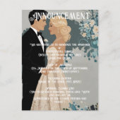 Tijdloze Romance: aquarel bruid en bruidegom Aankondigingskaart (Voorkant)