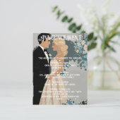 Tijdloze Romance: aquarel bruid en bruidegom Aankondigingskaart (Staand voorkant)