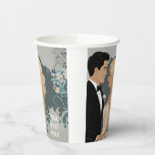 Tijdloze Romance: aquarel bruid en bruidegom kunst Papieren Bekers (Links)