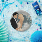 Tijdloze Romance: aquarel bruid en bruidegom kunst Papieren Bordje (Feest)