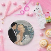 Tijdloze Romance: aquarel bruid en bruidegom kunst Papieren Bordje (Feest)