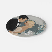 Tijdloze Romance: aquarel bruid en bruidegom kunst Papieren Bordje (Gekanteld)