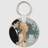 Tijdloze Romance: aquarel bruid en bruidegom kunst Sleutelhanger (Voorkant)