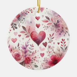 Tijdloze Romance: een klassiek Valentijnsdag patro Keramisch Ornament