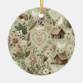 Tijdloze Romance: een klassiek Valentijnsdag patro Keramisch Ornament