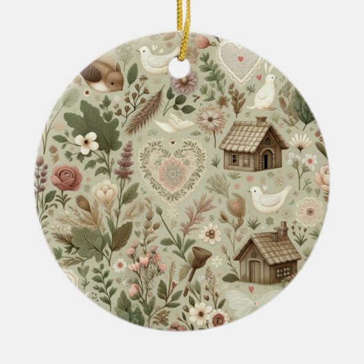 Tijdloze Romance: een klassiek Valentijnsdag patro Keramisch Ornament (Voorkant)