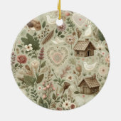 Tijdloze Romance: een klassiek Valentijnsdag patro Keramisch Ornament (Achterkant)