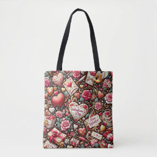 Tijdloze Romance: een klassiek Valentijnsdag patro Tote Bag