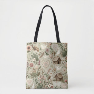 Tijdloze Romance: een klassiek Valentijnsdag patro Tote Bag