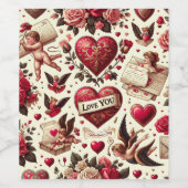 Tijdloze Romance: een klassiek Valentijnsdag patro Wijn Etiket (Enkel label)