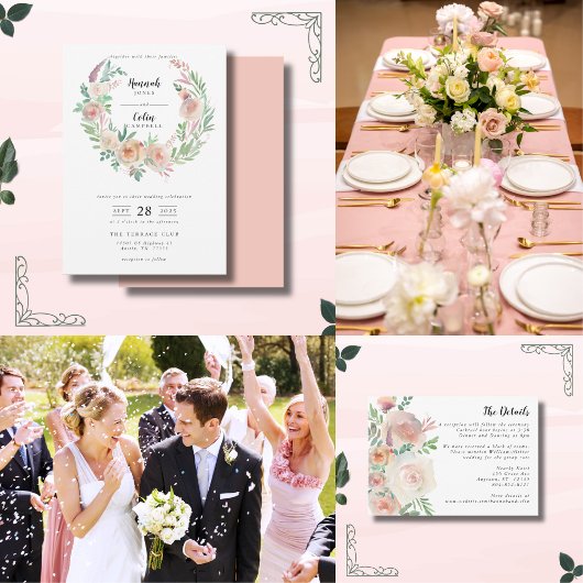 Tijdloze Romance Floral krans bruiloft Kaart